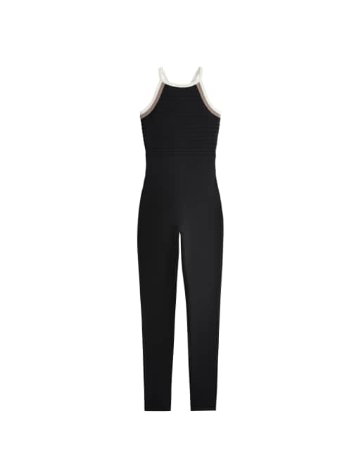 OYSHO Comfortlux lang farveblok-jumpsuit i sort, 7 af 7