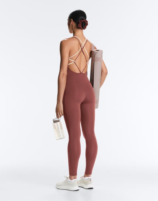 OYSHO - Comfortlux - Lang kobberfarvet jumpsuit med blokdesign, 2 af 4