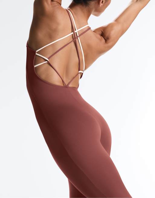 OYSHO - Comfortlux - Lang kobberfarvet jumpsuit med blokdesign, 3 af 4