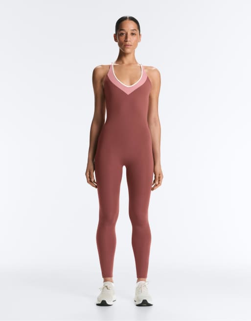 OYSHO - Comfortlux - Lang kobberfarvet jumpsuit med blokdesign, 4 af 4