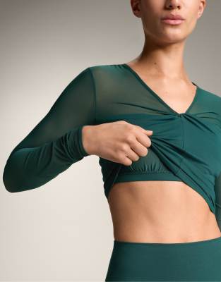 OYSHO - Comfortlux - Langärmliges Tanktop aus Netzstoff in Flaschengrün