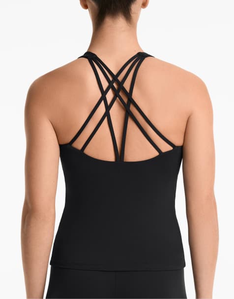 Oysho – Comfortlux – Langes Tanktop in Schwarz mit Körbchen und mehreren Riemchen - view 1