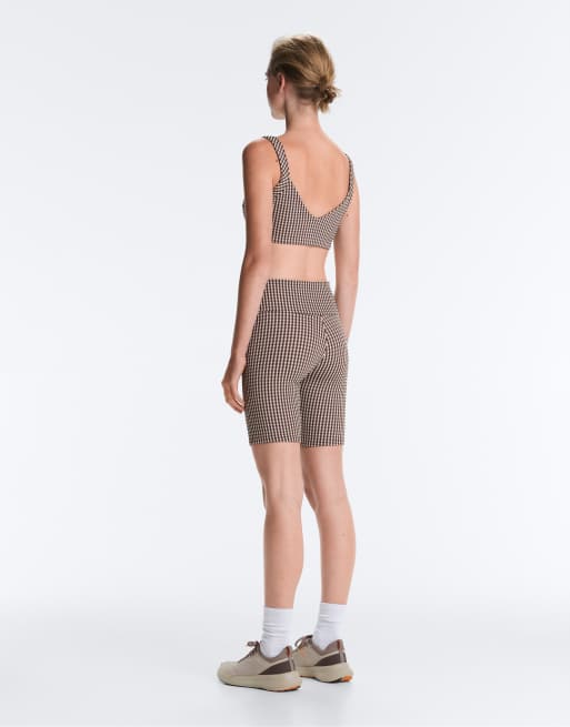 Oysho - Comfortlux - Legging 20 cm à taille haute - Vichy marron, 3 de 4
