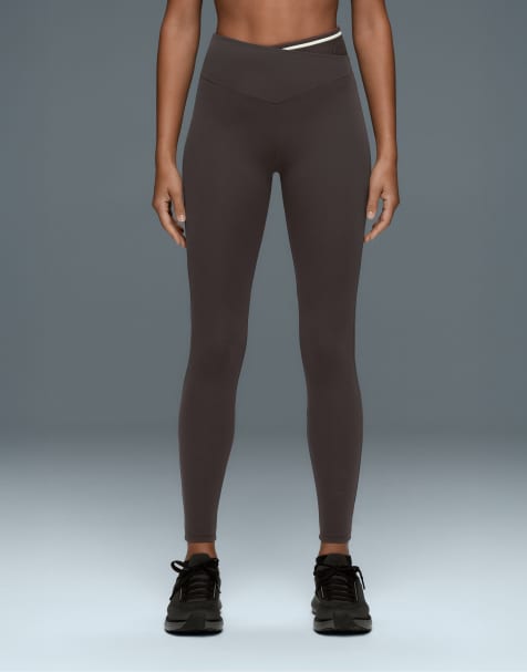 OYSHO Comfortlux legging côtelé longueur cheville à taille en V gris foncé - view 1