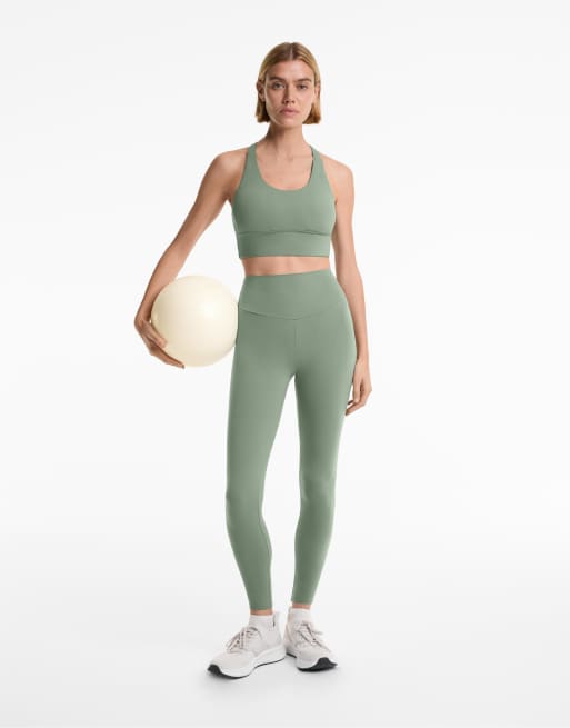 OYSHO - Comfortlux - Legging longueur cheville à taille haute - Vert délavé