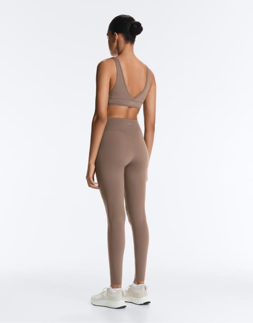 Oysho - Comfortlux - Legging taille haute longueur cheville à coutures apparentes - Marron, 4 de 4