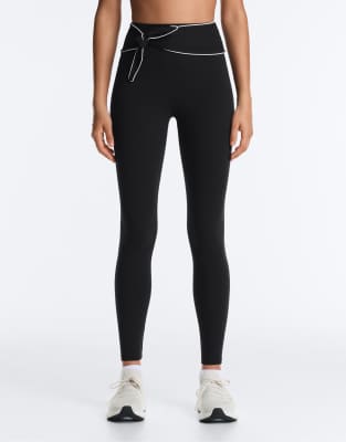 Comfortlux - Legging taille haute longueur cheville avec naud - Noir S