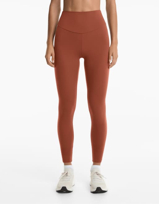 Oysho - Comfortlux - Leggings alla caviglia a vita alta color rosso mattone
