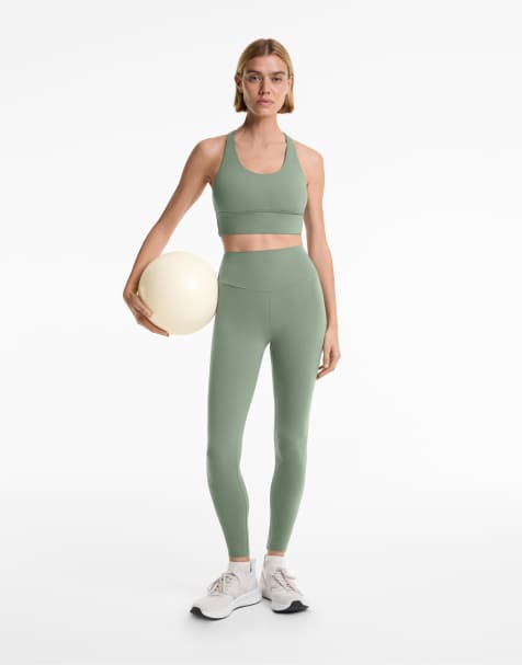 Oysho - Comfortlux - Leggings alla caviglia a vita alta color verde slavato - view 1