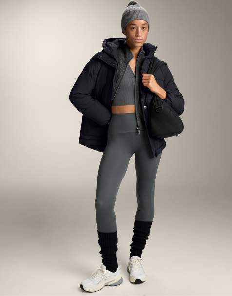 OYSHO - Comfortlux - Leggings alla caviglia a vita alta grigio antracite a coste 65 cm - view 1