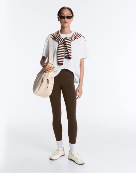 OYSHO - Comfortlux - Leggings alla caviglia a vita alta marrone scuro - view 1