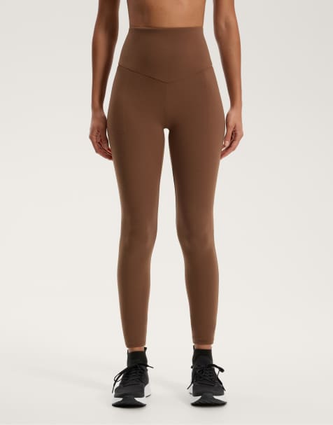 OYSHO - Comfortlux - Leggings alla caviglia da 65 cm a vita molto alta marroni con tasche - view 1