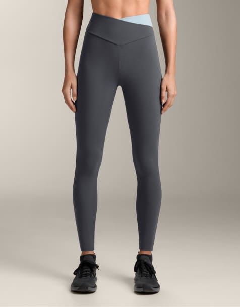 OYSHO - Comfortlux - Leggings alla caviglia grigi con vita a V a contrasto - view 1