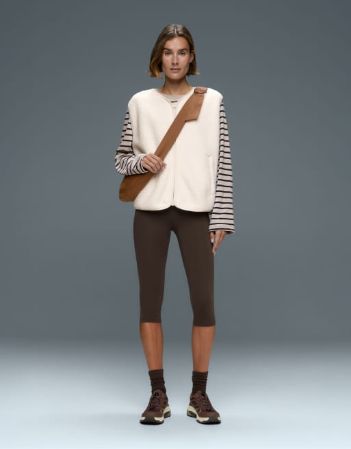 OYSHO Comfortlux leggings capri a vita alta 40 cm marroni, 2 di 4