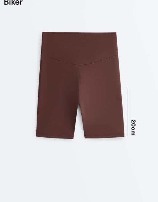 OYSHO - Comfortlux - Leggings corti a vita alta marroni da 20 cm, 6 di 7