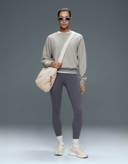 OYSHO Comfortlux leggings med hög midja i ankellängd i grått, 2 av 7
