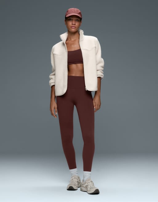OYSHO Comfortlux leggings med hög midja och ankellängd i brunt, 2 av 4