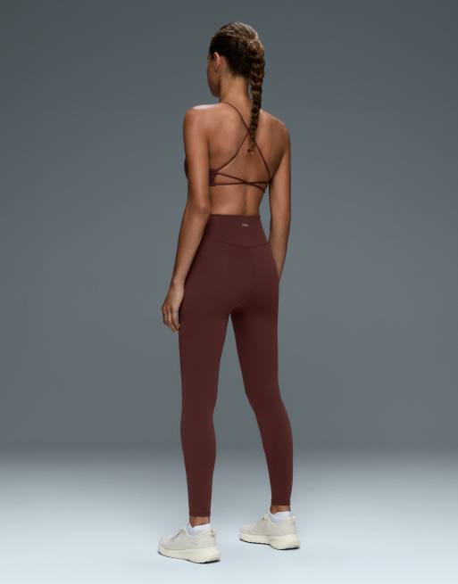 OYSHO Comfortlux leggings med hög midja och ankellängd i brunt, 4 av 4