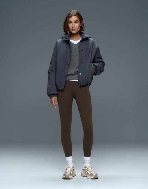 OYSHO Comfortlux leggings med hög midja och ankellängd i brunt, 2 av 7