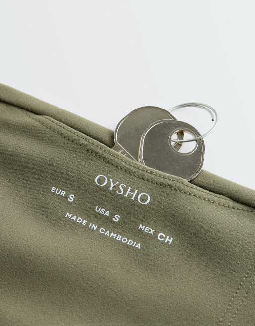 OYSHO comfortlux leggings med hög midja och ankellängd i khaki, 6 av 7