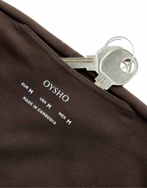 OYSHO Comfortlux Leggings mit hohem Bund in Knöchellänge in Braun, 6 von 7