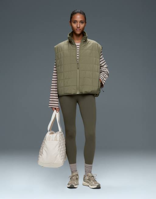 OYSHO Comfortlux Leggings mit hohem Bund, knöchellang, in Khaki, 2 von 7