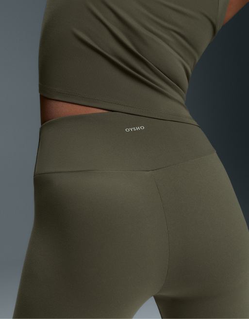 OYSHO Comfortlux Leggings mit hohem Bund, knöchellang, in Khaki, 3 von 7