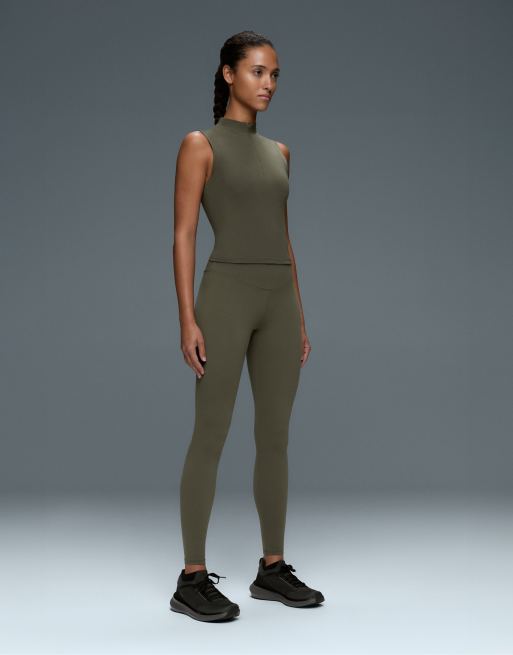 OYSHO Comfortlux Leggings mit hohem Bund, knöchellang, in Khaki, 5 von 7