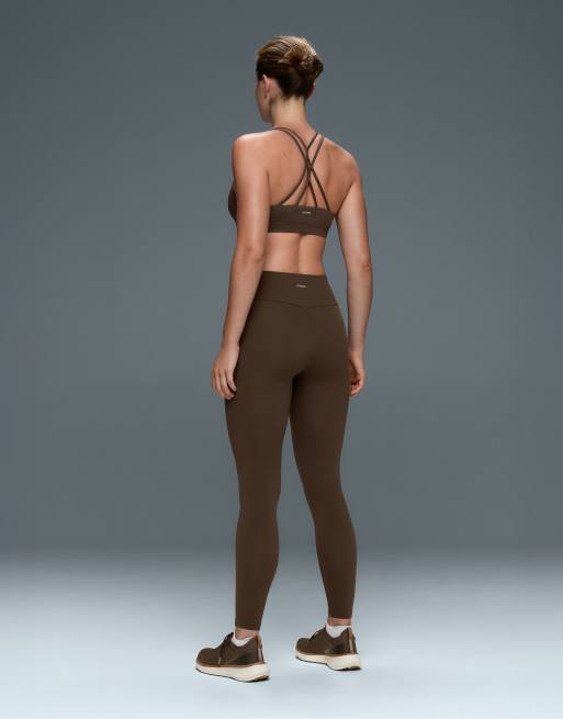 OYSHO Comfortlux light support sports bra with crossover straps in brown, 4 of 7