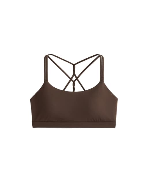 OYSHO Comfortlux light support sports bra with crossover straps in brown, 7 of 7