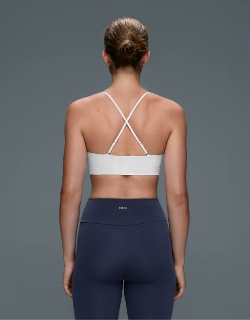 OYSHO Comfortlux light support sports bra with crossover straps in off-white, 3 of 6