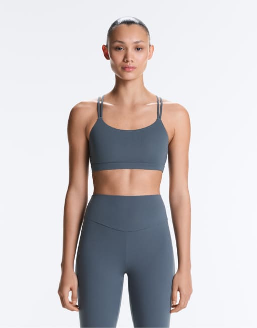 OYSHO Comfortlux light support sports bra with crossover straps in petrol blue, 3 of 4