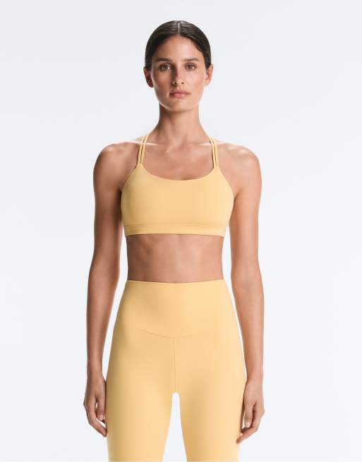 OYSHO Comfortlux light support sports bra with crossover straps in yellow, 3 of 4