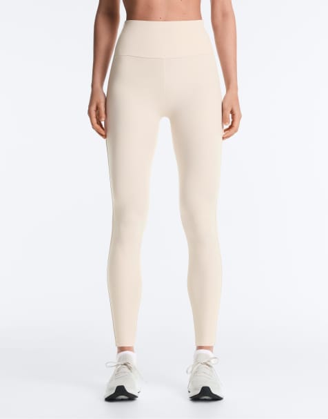 OYSHO – Comfortlux – Ljusbeige, ribbade, ankellånga leggings med hög midja, 65cm - view 1