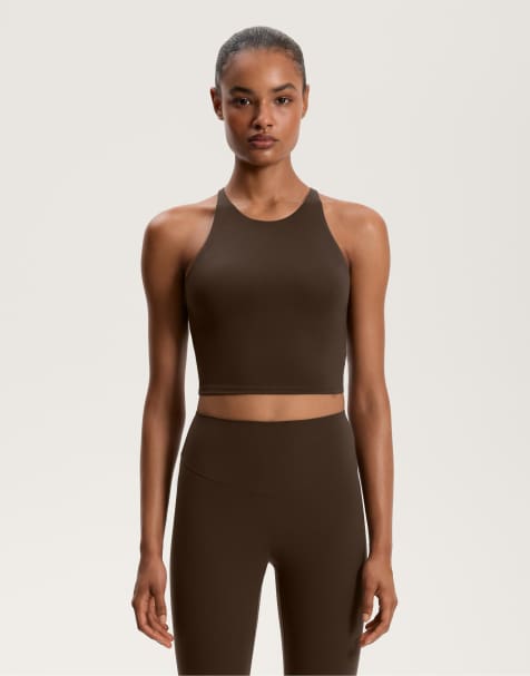 Oysho – Comfortlux – Ljusbrunt sportlinne med smala ryggband och kupor - view 1