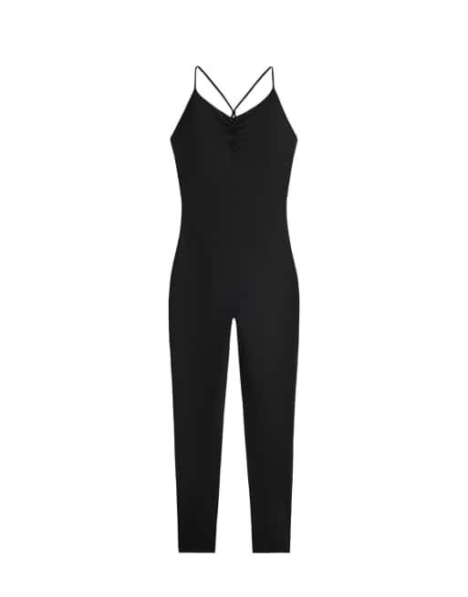 OYSHO Comfortlux long jumpsuit with knots in black, 6 of 6
