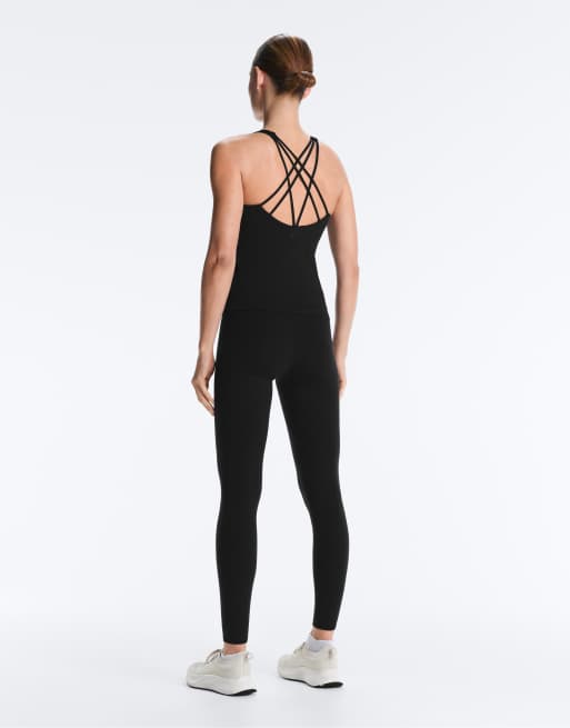 OYSHO Comfortlux long multi-strap tank top with cups in black ASOS