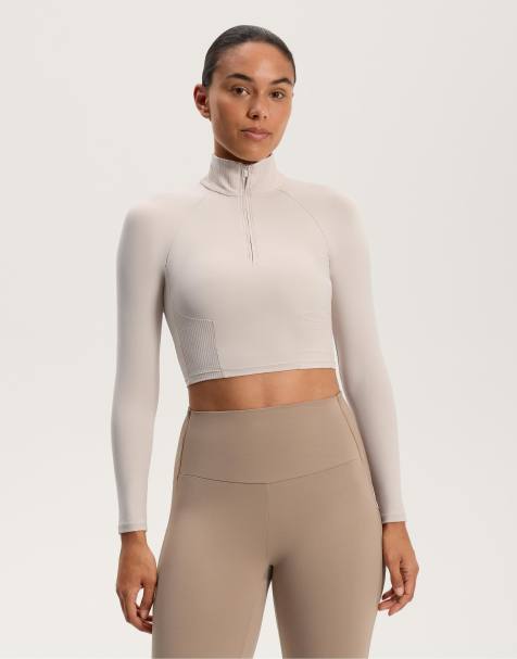 OYSHO Comfortlux long-sleeved rib t-shirt in light pink - view 1