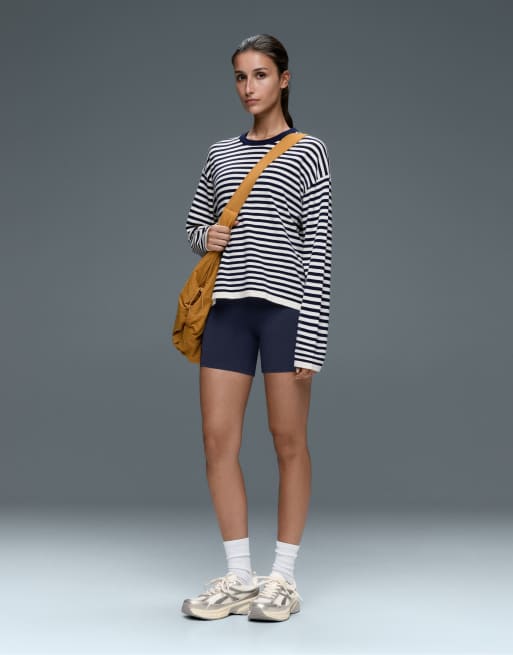 Oysho – Comfortlux – Marinblå hotpants med hög midja, 10cm, 2 av 7