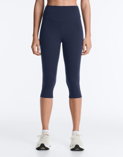 Oysho – Comfortlux – Marinblå leggings i caprilängd med hög midja, 40cm - view 1