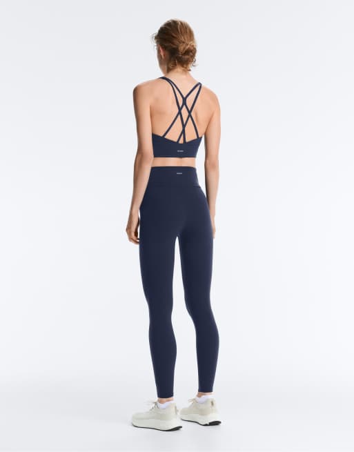 OYSHO - Comfortlux - Marineblå højtaljede ankellange leggings, 3 af 4
