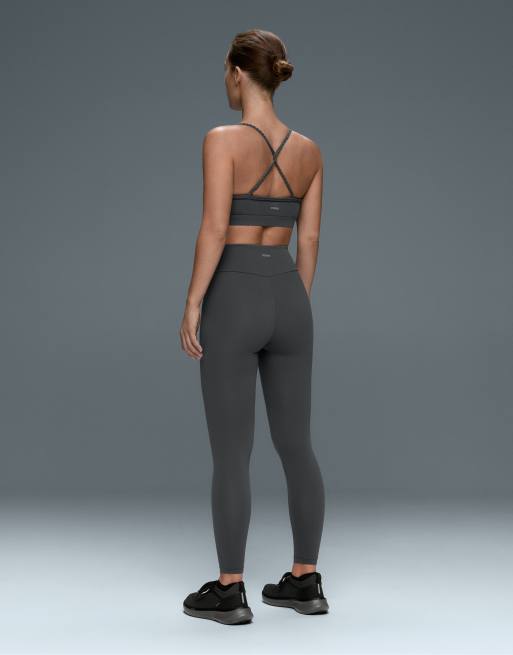 OYSHO Comfortlux medium support braided sports bra in grey, 4 of 5