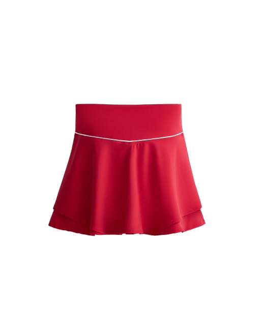 OYSHO Comfortlux minikjol med hög midja och piping i rött, 7 av 7