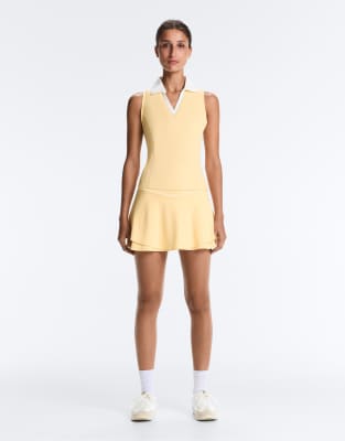 Comfortlux - Minirock in Pastellgelb mit hohem Bund und Paspelierung Gelb 2XL