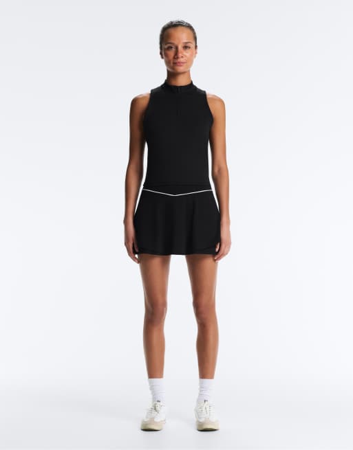 OYSHO – Comfortlux – Minirock in Schwarz mit hohem Bund und Paspelierung, 2 von 7