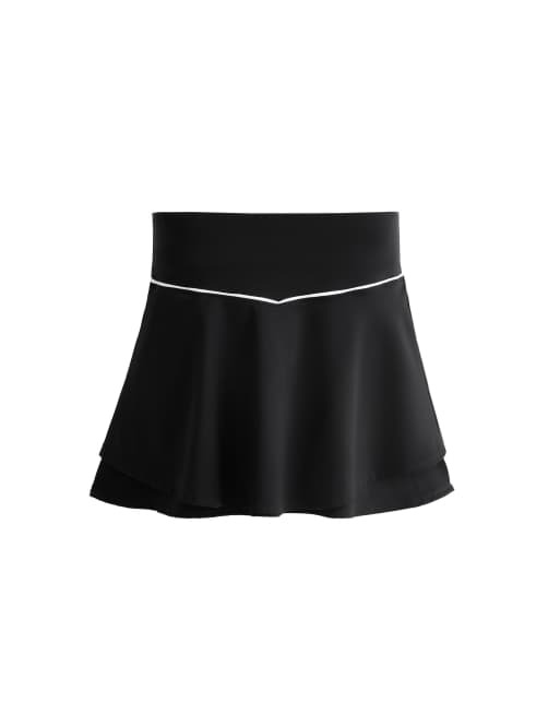 OYSHO – Comfortlux – Minirock in Schwarz mit hohem Bund und Paspelierung, 5 von 7