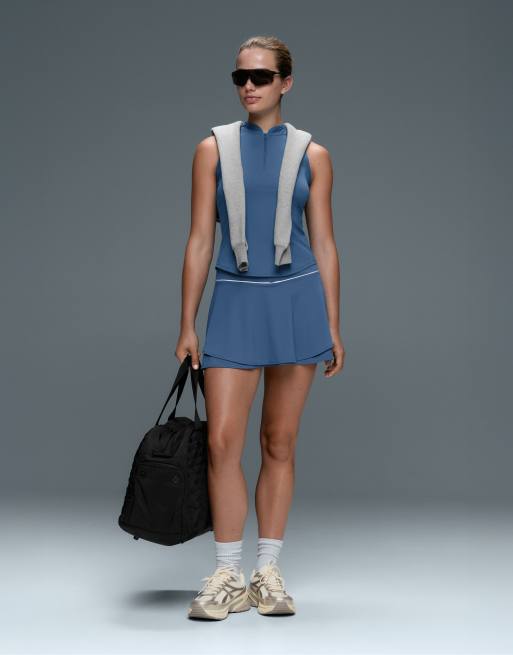 OYSHO Comfortlux Minirock mit hohem Bund und Paspelierung in Blau, 2 von 7
