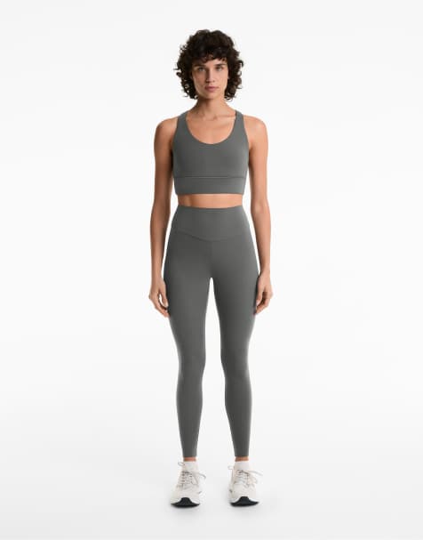 OYSHO – Comfortlux – Mörka antracitgrå, ankellånga leggings med hög midja - view 1