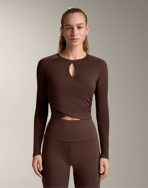 OYSHO – Comfortlux – Mörkbrun t-shirt med långa ärmar - view 1