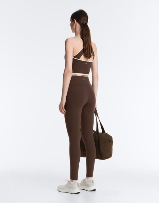 Oysho – Comfortlux – Mörkbruna, ankellånga leggings med hög midja, 3 av 4